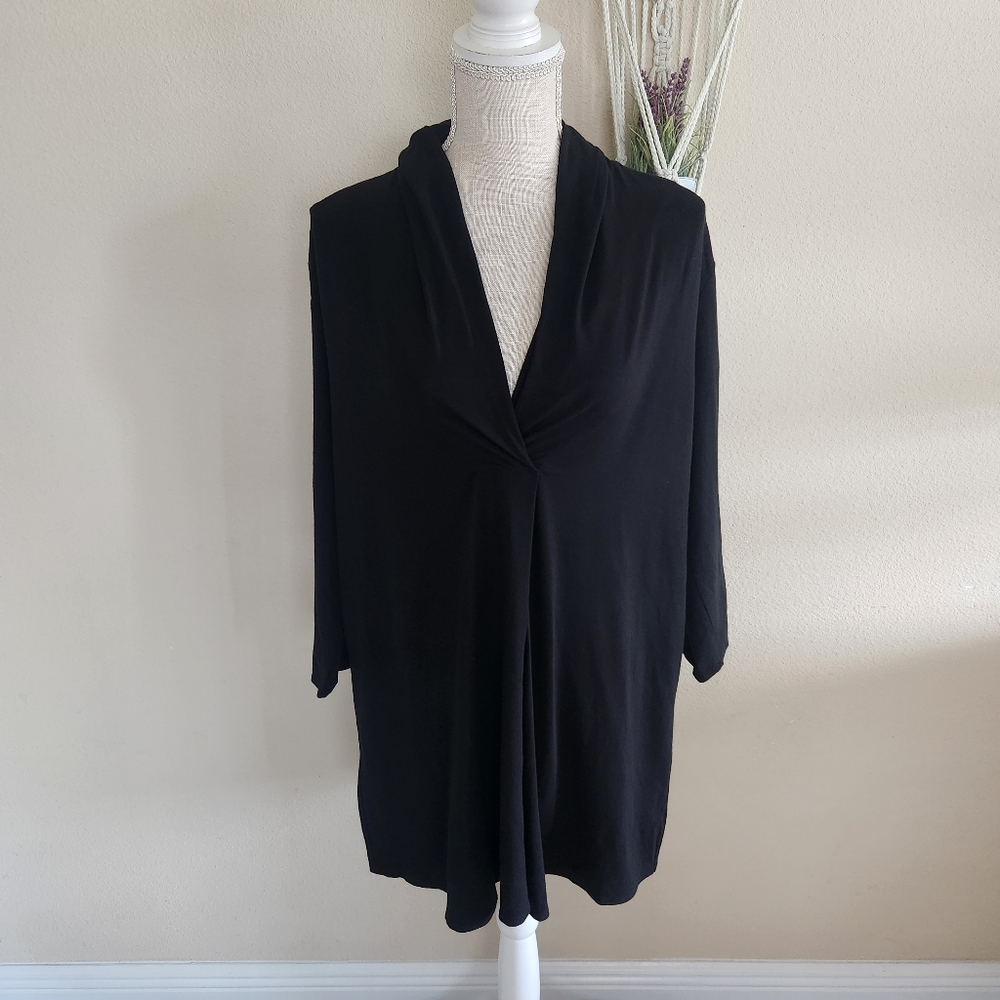 Eileen Fisher Womens Black Viscose Tunic Top Size XL